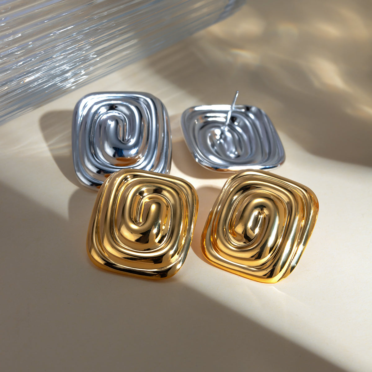 IG Style Modern Style Classic Style Irregular Spiral 304 Stainless Steel Titanium Steel 18K Gold Plated Ear Studs