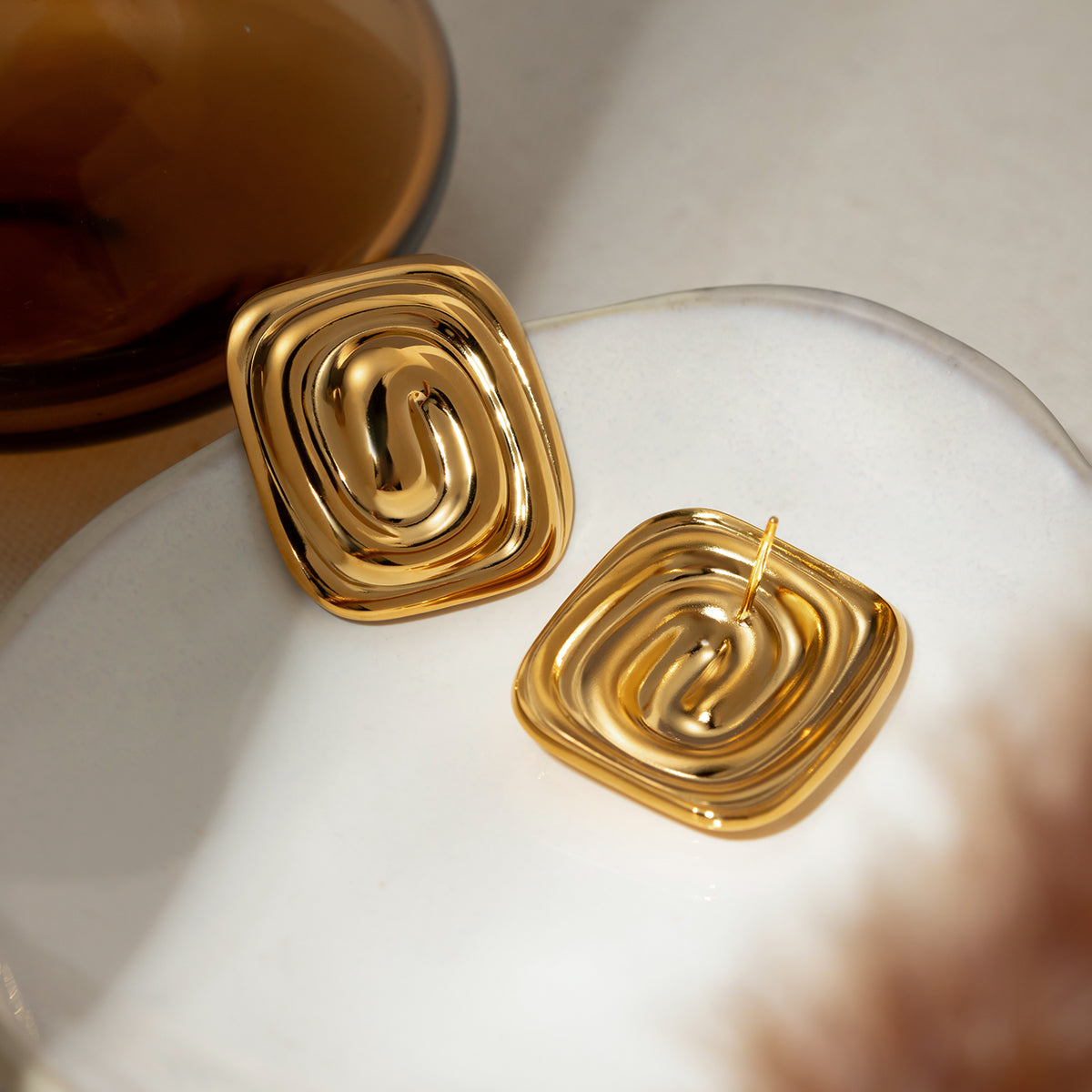 IG Style Modern Style Classic Style Irregular Spiral 304 Stainless Steel Titanium Steel 18K Gold Plated Ear Studs