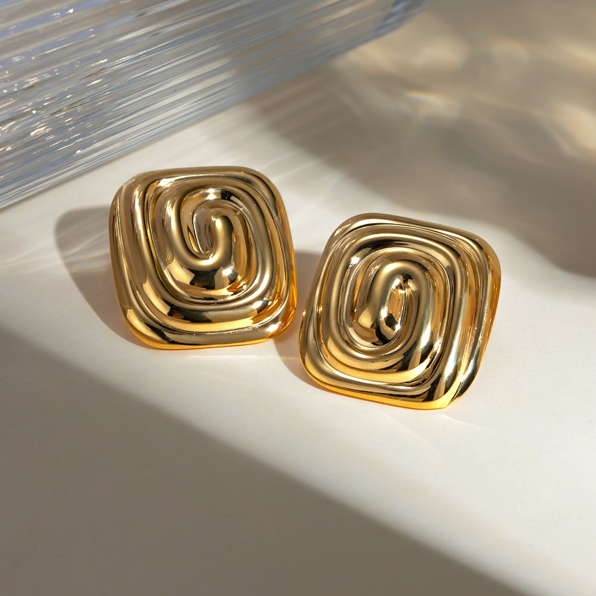 IG Style Modern Style Classic Style Irregular Spiral 304 Stainless Steel Titanium Steel 18K Gold Plated Ear Studs