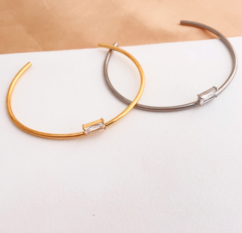 Titanium Steel Gold Plated Simple Style Plating Solid Color Bangle