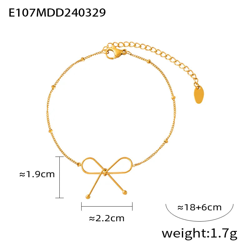 Titanium Steel 18K Gold Plated Casual Simple Style Commute Plating Bow Knot Bracelets Necklace
