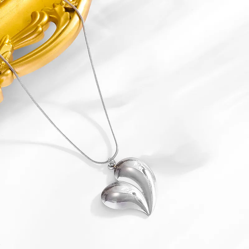 304 Stainless Steel 18K Gold Plated Modern Style Simple Style Classic Style Heart Shape Earrings Necklace