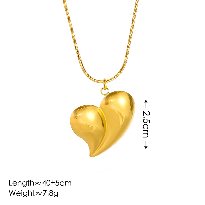 304 Stainless Steel 18K Gold Plated Modern Style Simple Style Classic Style Heart Shape Earrings Necklace