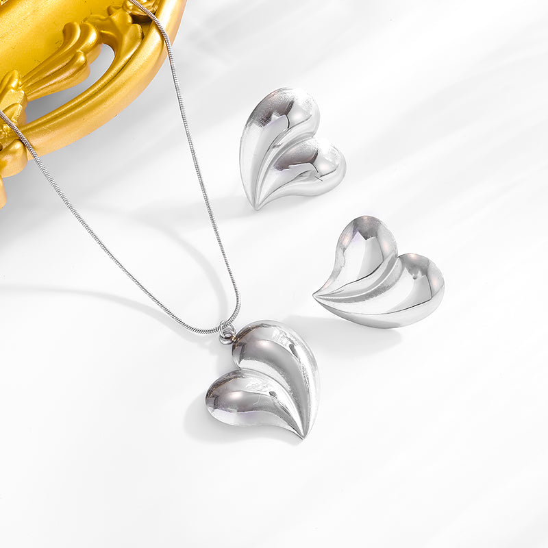 304 Stainless Steel 18K Gold Plated Modern Style Simple Style Classic Style Heart Shape Earrings Necklace