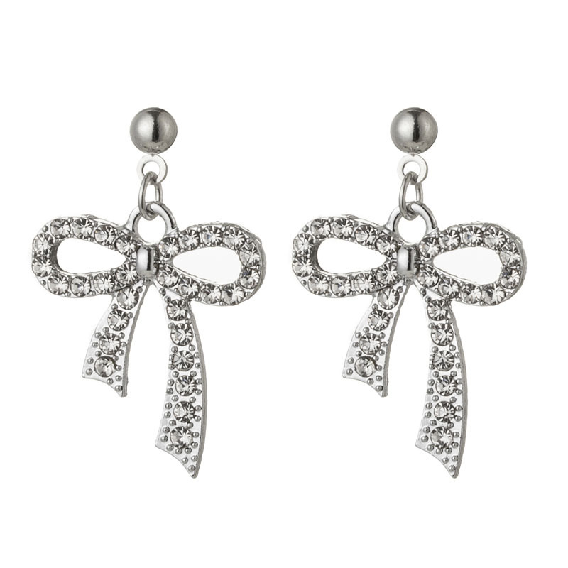 Bow Knot Rhinestones Drop Earrings