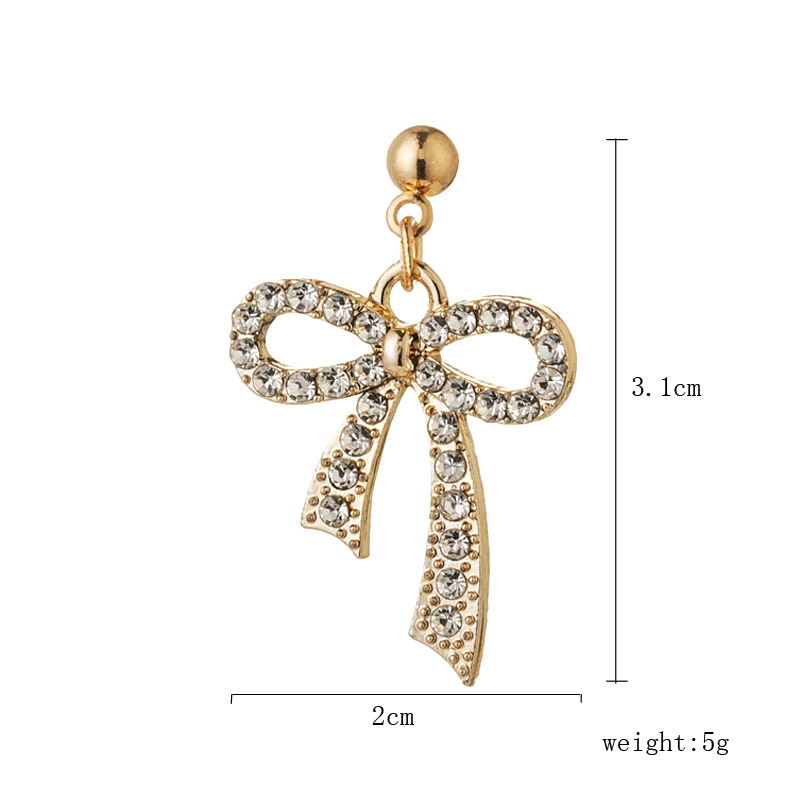 Bow Knot Rhinestones Drop Earrings