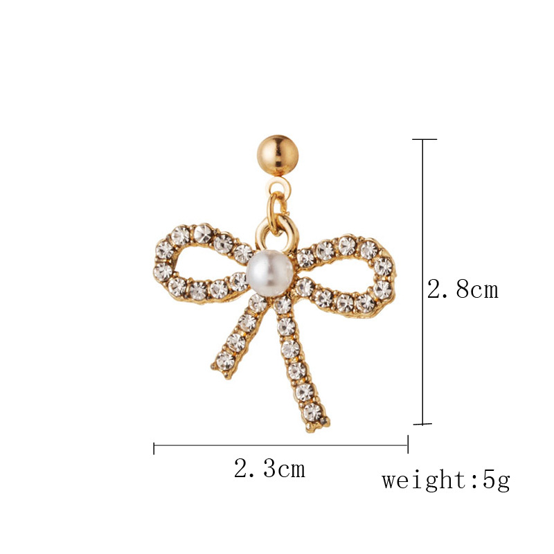 Bow Knot Rhinestones Drop Earrings