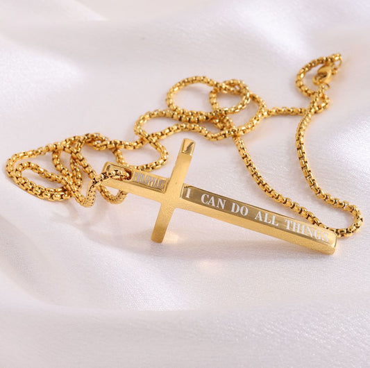 Basic Modern Style Classic Style Cross Letter 304 Stainless Steel 18K Gold Plated Pendant Necklace