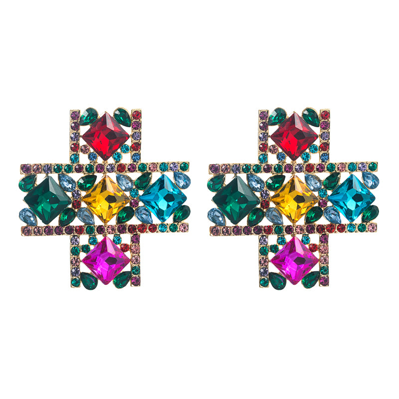 Casual Vacation Cross Inlay Alloy Glass Glass 14K Gold Plated Ear Studs