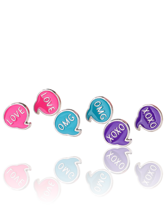 Casual Elegant Cute Geometric Letter Enamel Zinc Alloy Ear Studs, 3 Pairs