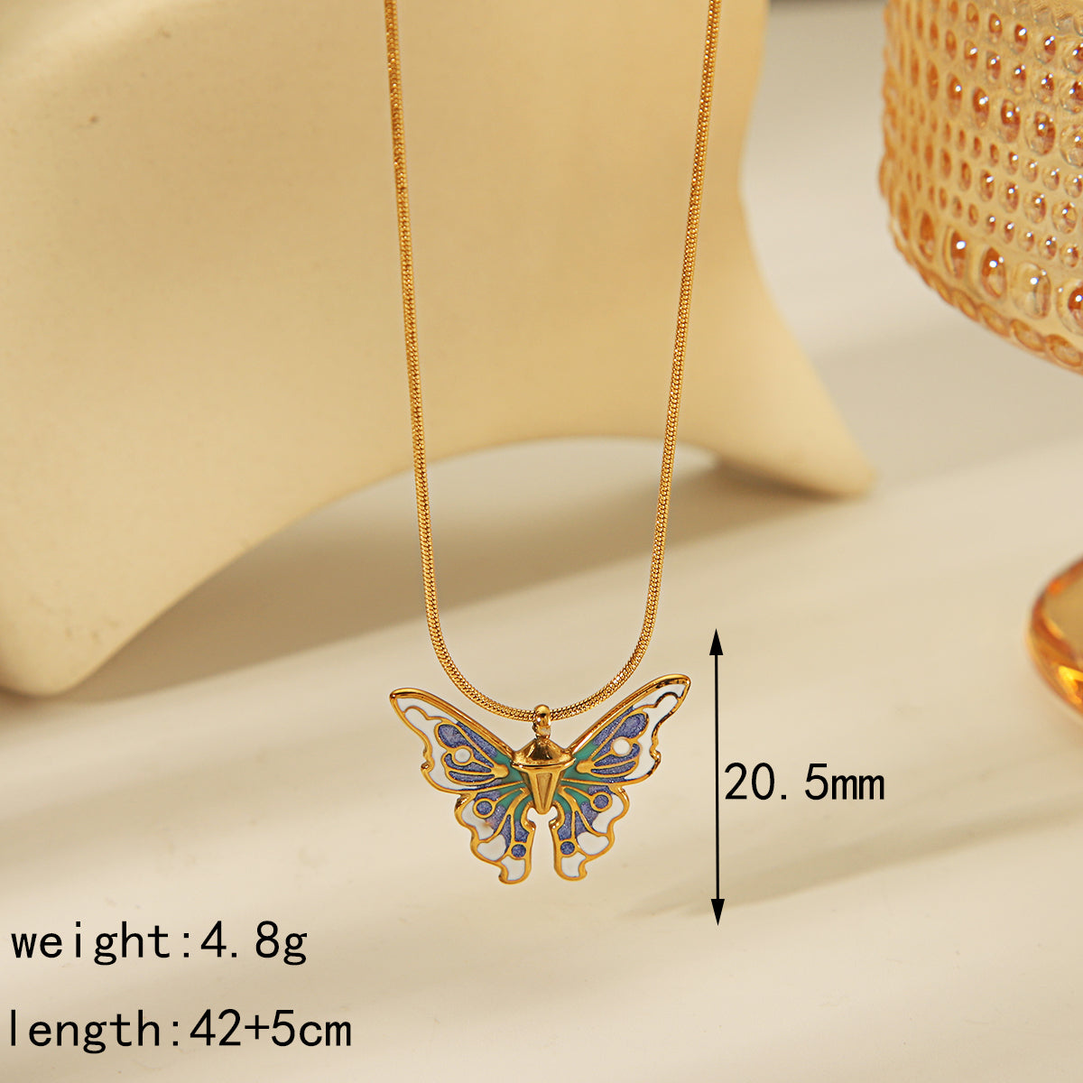 304 Stainless Steel 18K Sweet Butterfly Pendant Necklace