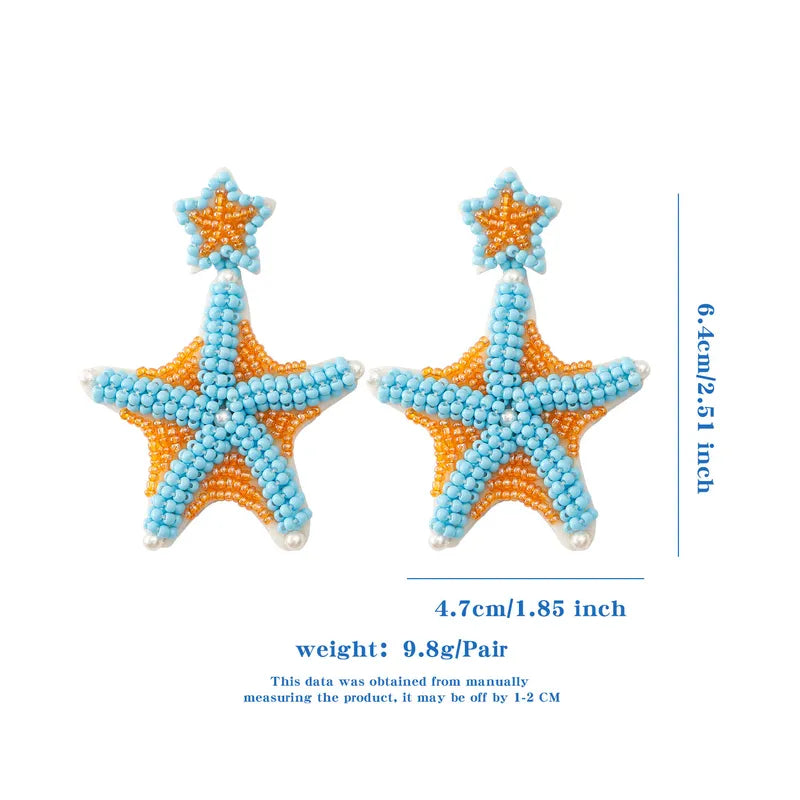 Beach Modern Style Classic Style Animal Starfish Glass Seed Bead Drop Earrings