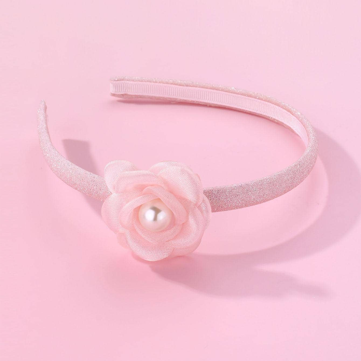 Girl'S Cute Simple Style Artistic Flower Imitation Pearl Synthetic Yarn Lace Pearl Hair Band