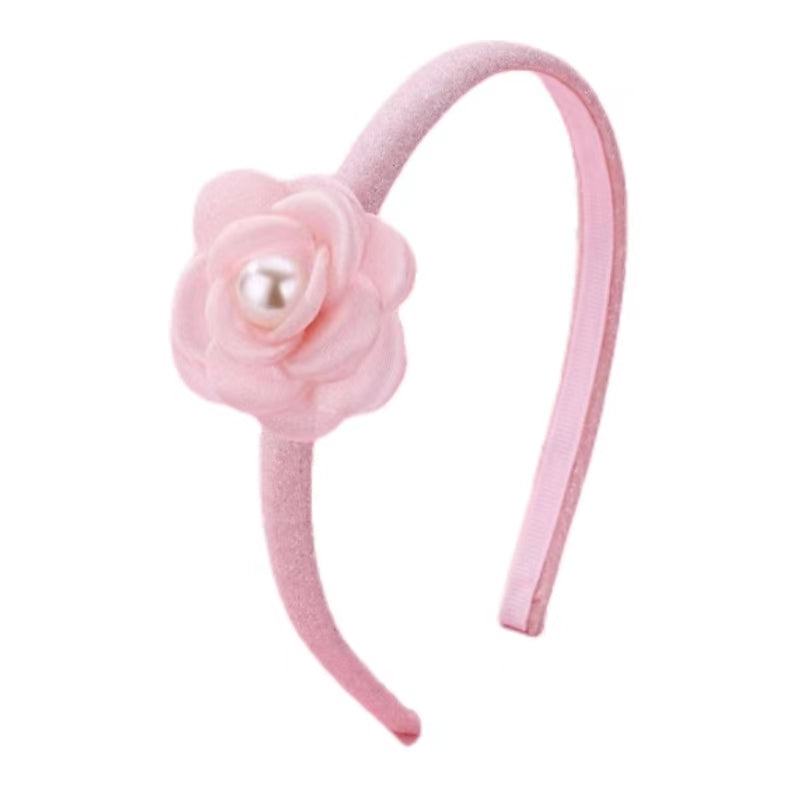 Girl'S Cute Simple Style Artistic Flower Imitation Pearl Synthetic Yarn Lace Pearl Hair Band