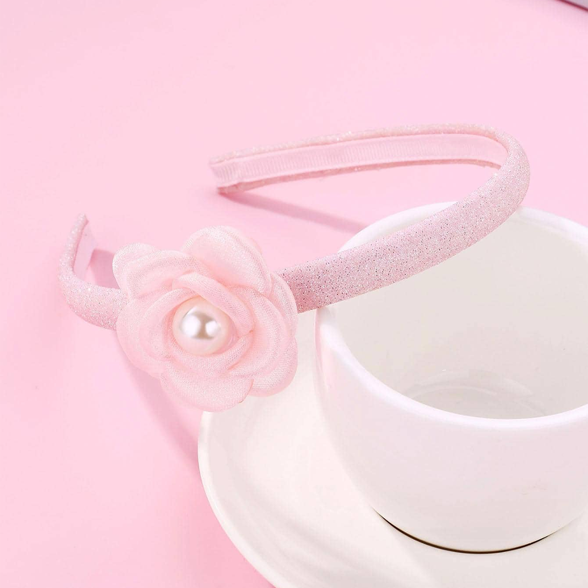 Girl'S Cute Simple Style Artistic Flower Imitation Pearl Synthetic Yarn Lace Pearl Hair Band