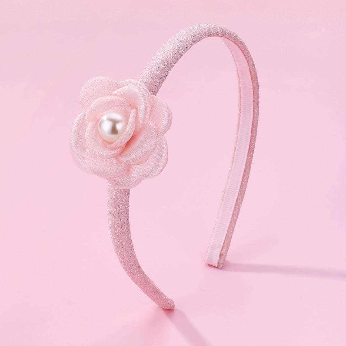 Girl'S Cute Simple Style Artistic Flower Imitation Pearl Synthetic Yarn Lace Pearl Hair Band