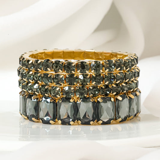 Elegant Square Alloy Rhinestone Bracelets