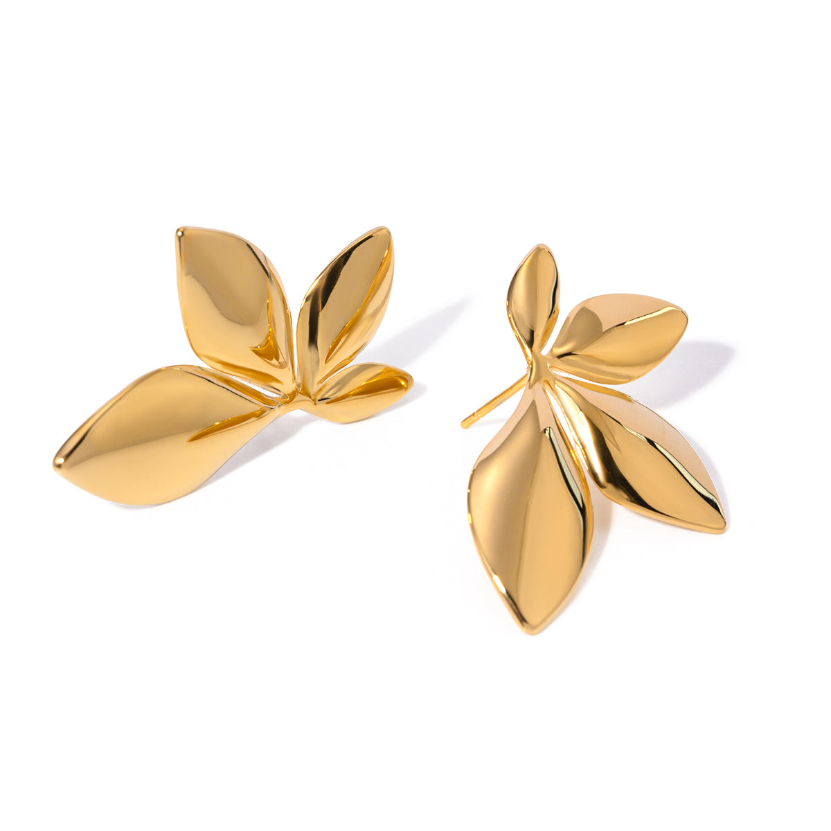 304 Stainless Steel 18K Gold Plated Leaf Earrings