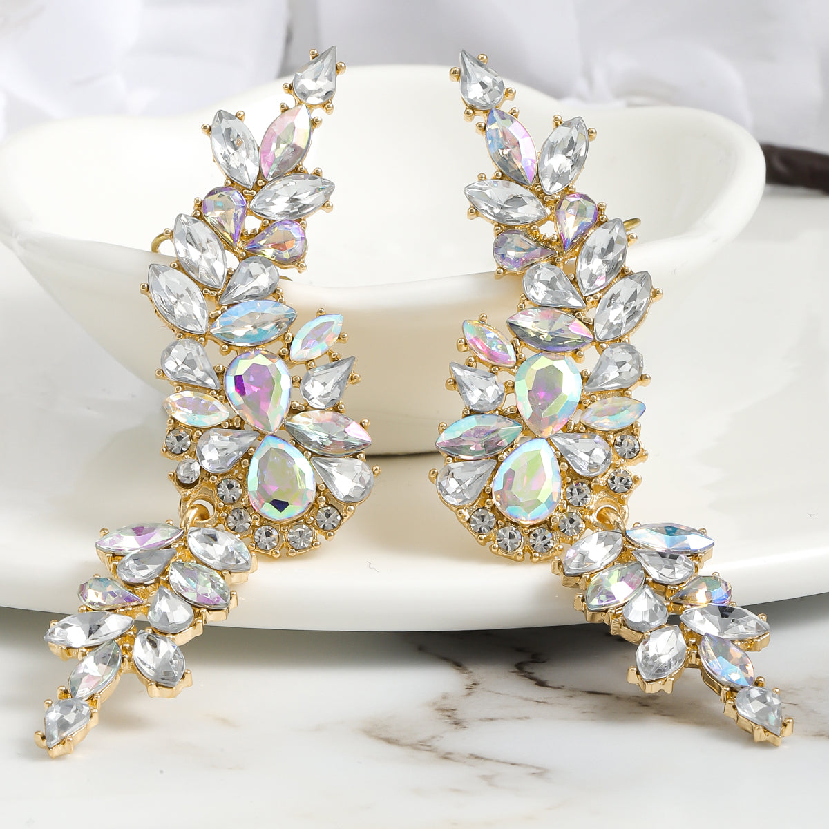 Shiny Wings Hollow Out Inlay Alloy Rhinestones Ear Studs