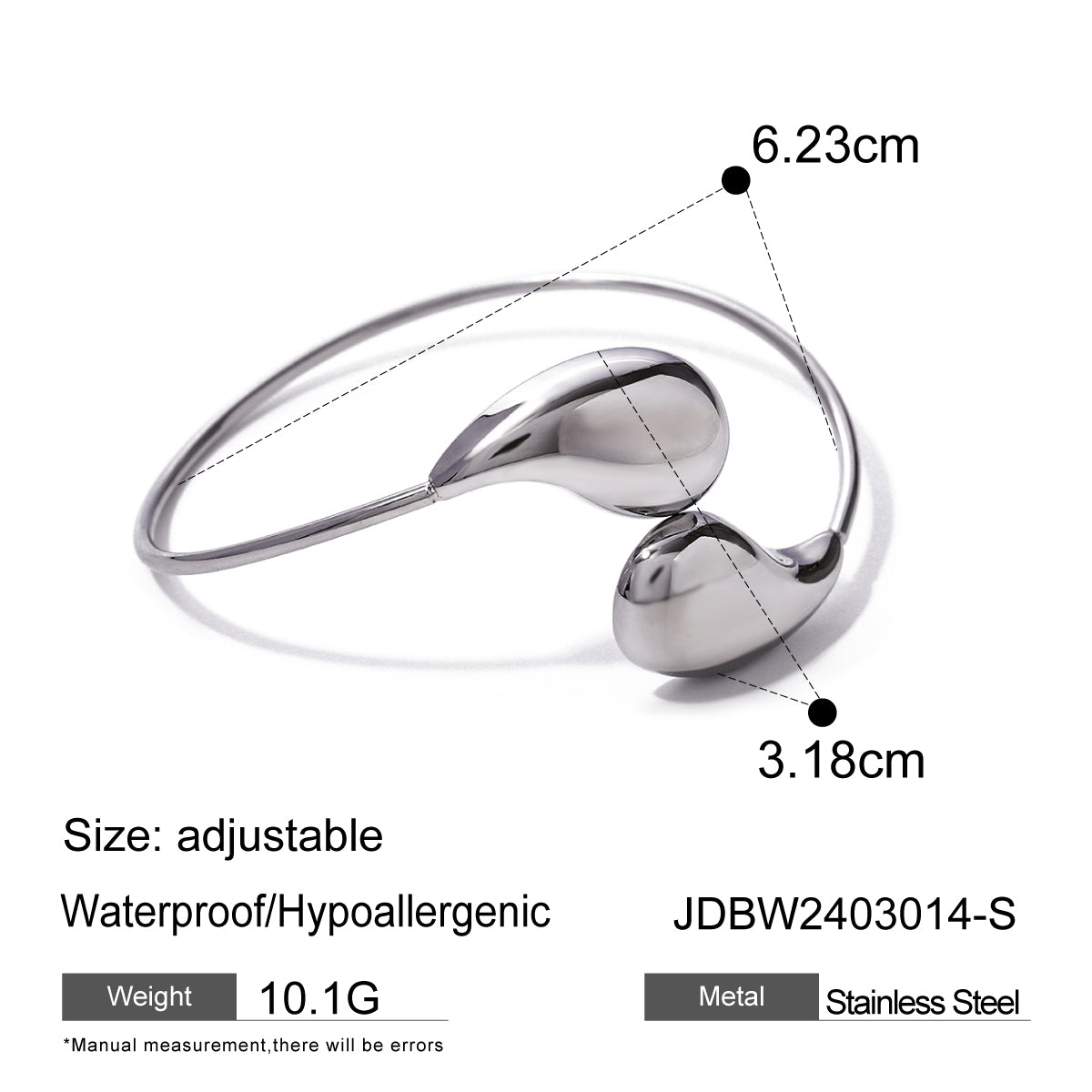 Modern Style  Water Droplets 304 Stainless Steel Bangle