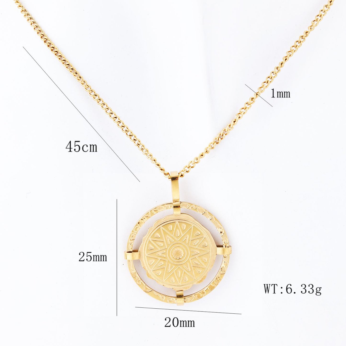 201 Stainless Steel 304 Stainless Steel 18K Gold Plated Elegant Simple Style Round Pendant Necklace