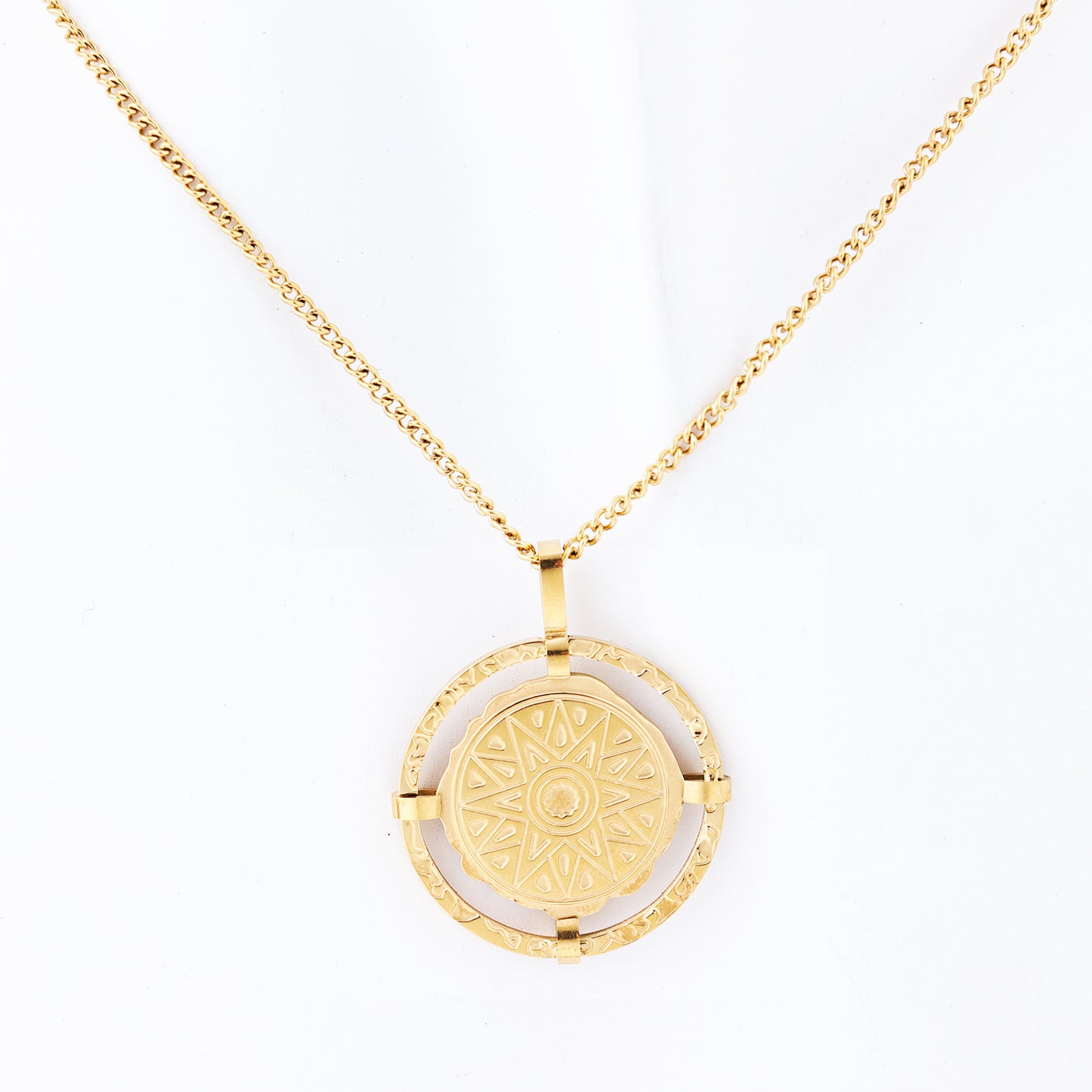 201 Stainless Steel 304 Stainless Steel 18K Gold Plated Elegant Simple Style Round Pendant Necklace