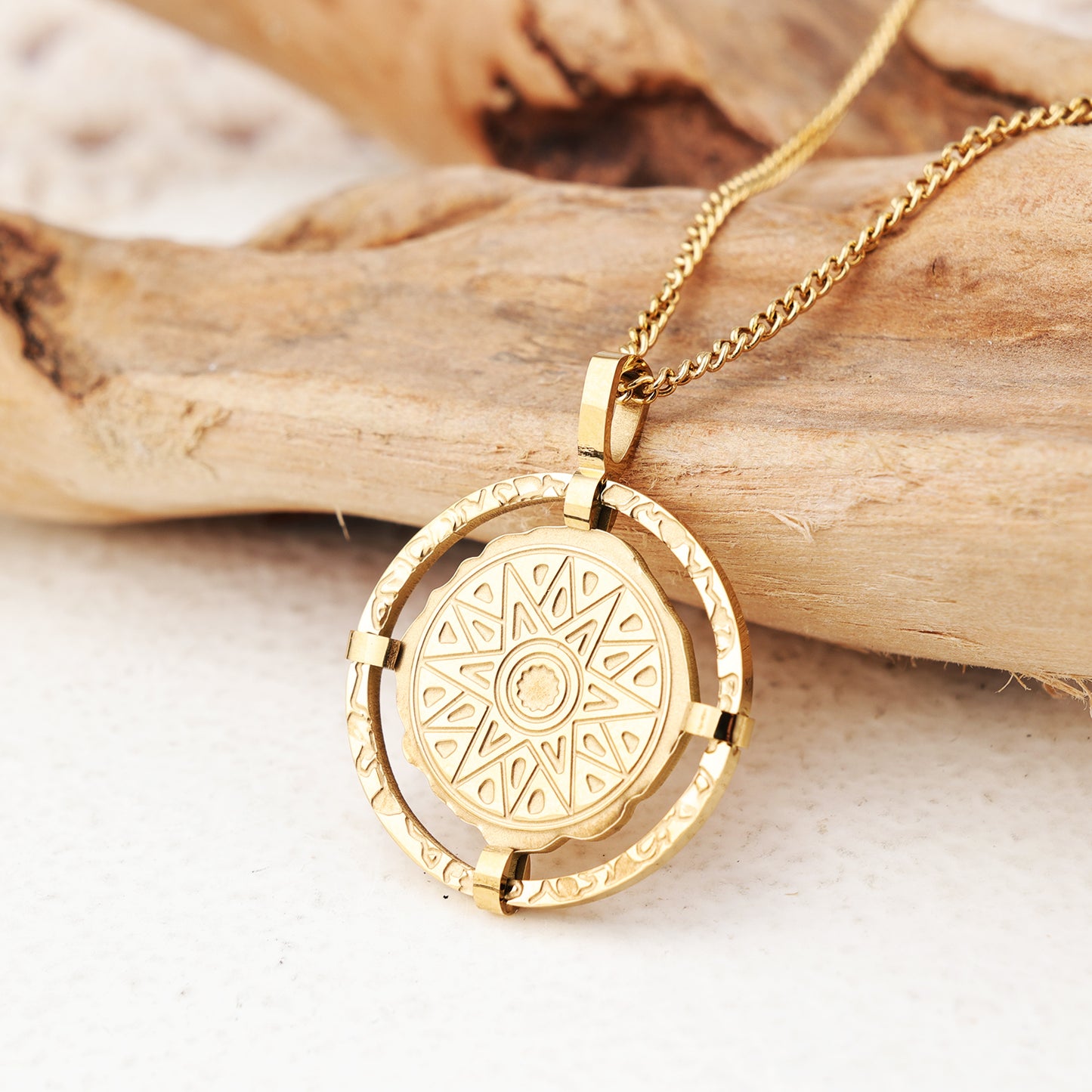 201 Stainless Steel 304 Stainless Steel 18K Gold Plated Elegant Simple Style Round Pendant Necklace