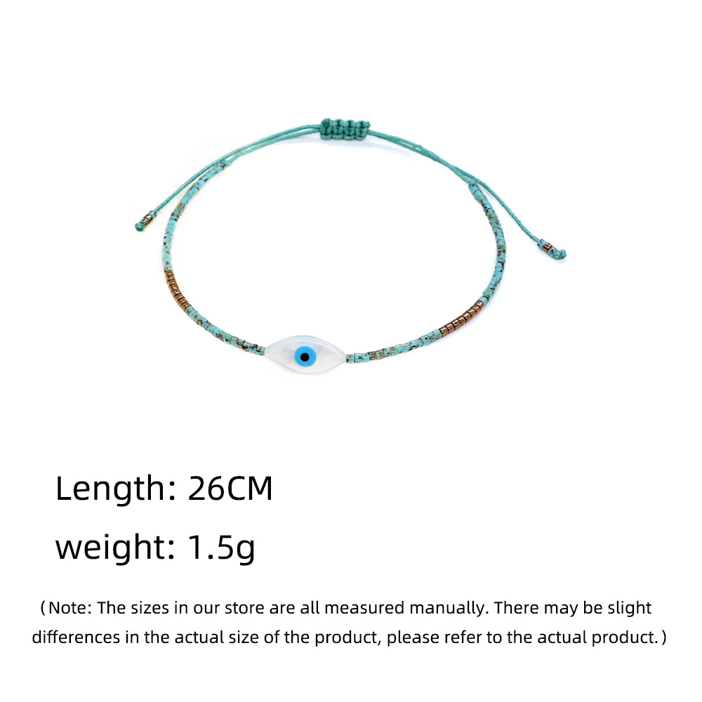 IG Style Ethnic Style Bohemian Devil's Eye Glass Seed Bead Shell Beaded Drawstring Bracelets