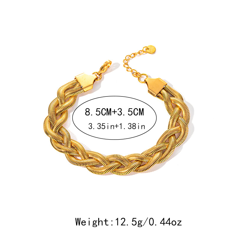 Casual Simple Style Classic Style Twist 304 Stainless Steel 14K Gold Plated Bracelets In Bulk