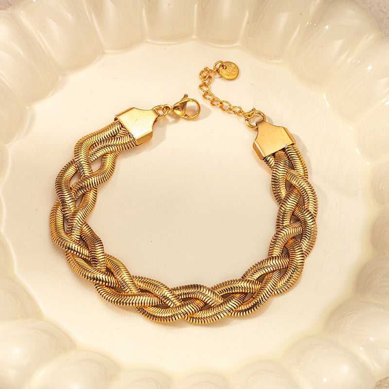 Casual Simple Style Classic Style Twist 304 Stainless Steel 14K Gold Plated Bracelets In Bulk