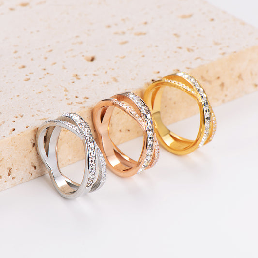 304 Stainless Steel 18K Gold Plated Rose Gold Plated Simple Style Classic Style Plating Inlay Solid Color Rhinestones Zircon Rings