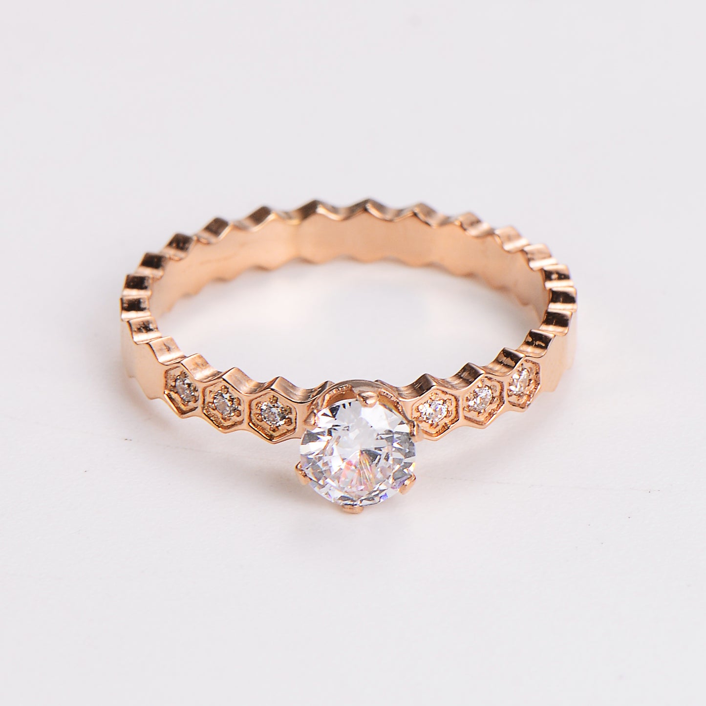 304 Stainless Steel Simple Style Classic Style Plating Inlay Solid Color Zircon Rings