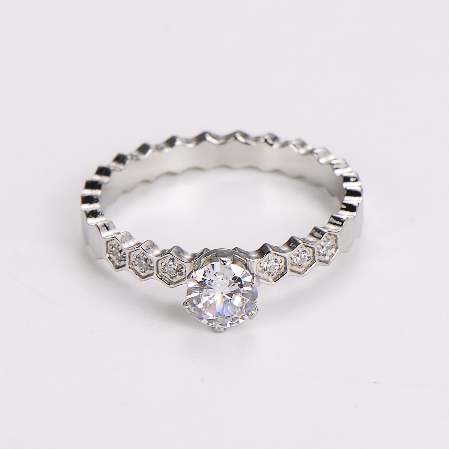 304 Stainless Steel Simple Style Classic Style Plating Inlay Solid Color Zircon Rings