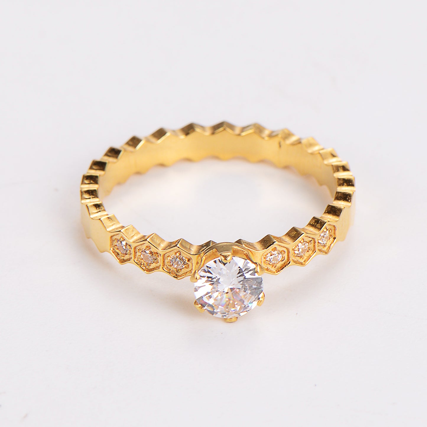 304 Stainless Steel Simple Style Classic Style Plating Inlay Solid Color Zircon Rings