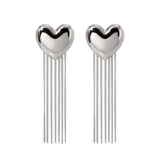 IG Style Simple Style Heart Shape Tassel 304 Stainless Steel Drop Earrings