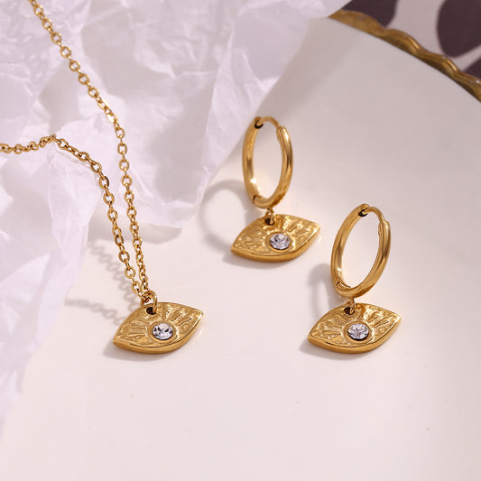 304 Stainless Steel 18K Gold Plated Vintage Style Simple Style Classic Style Plating Solid Color Jewelry Set