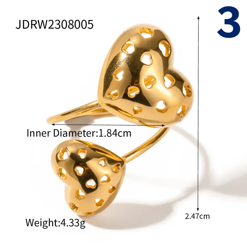 304 Stainless Steel 18K Gold Plated Simple Style Classic Style Hollow Out Solid Color Rings Earrings