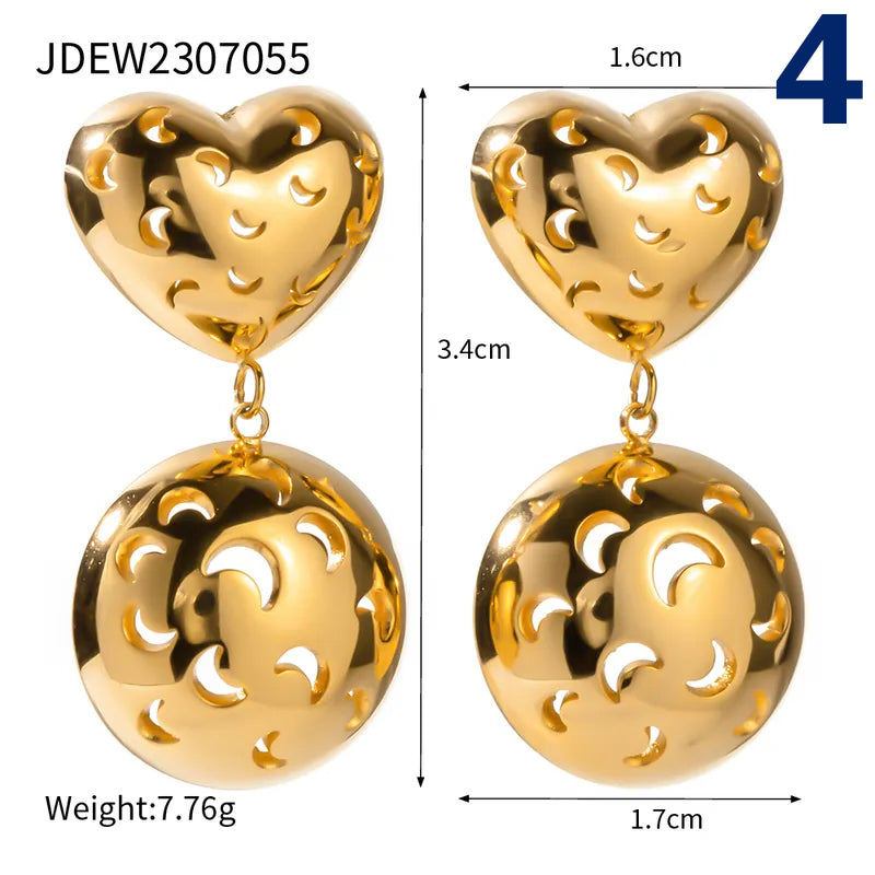 304 Stainless Steel 18K Gold Plated Simple Style Classic Style Hollow Out Solid Color Rings Earrings