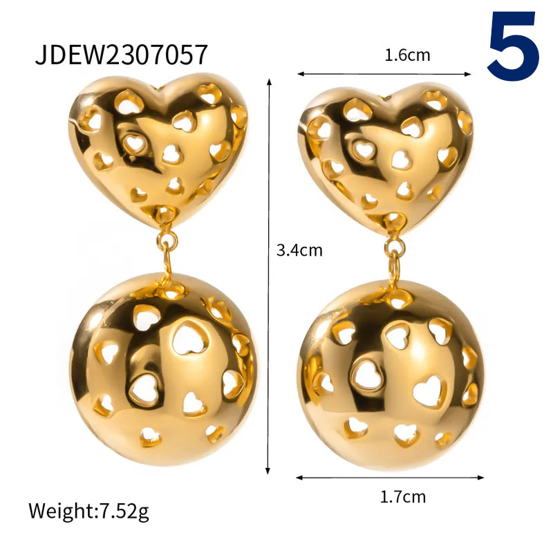 304 Stainless Steel 18K Gold Plated Simple Style Classic Style Hollow Out Solid Color Rings Earrings