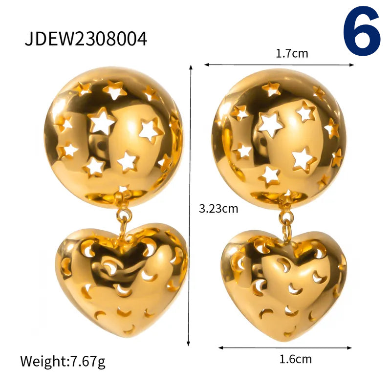 304 Stainless Steel 18K Gold Plated Simple Style Classic Style Hollow Out Solid Color Rings Earrings