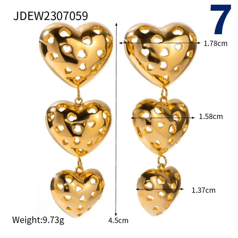 304 Stainless Steel 18K Gold Plated Simple Style Classic Style Hollow Out Solid Color Rings Earrings