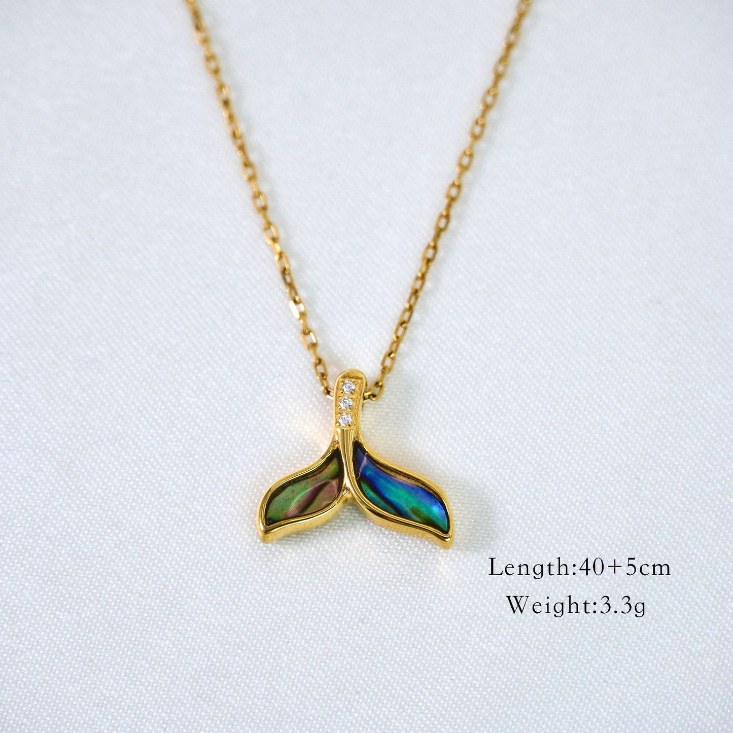 Fish Tail Shell Zircon Pendant Necklace