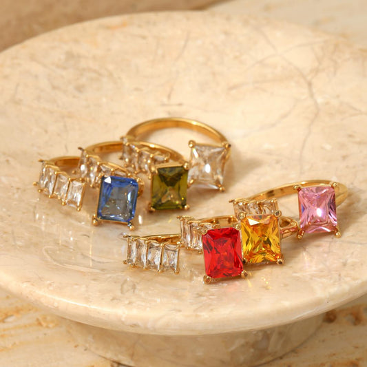316 Stainless Steel 16K Gold Plated White Gold Plated Gold Plated Casual Plating Geometric Zircon Open Rings