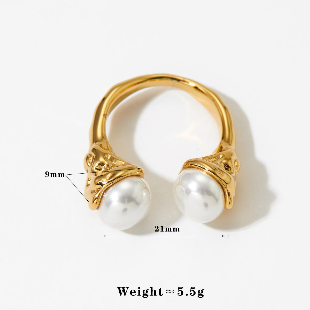 304 Stainless Steel Round Artificial Pearls Rings