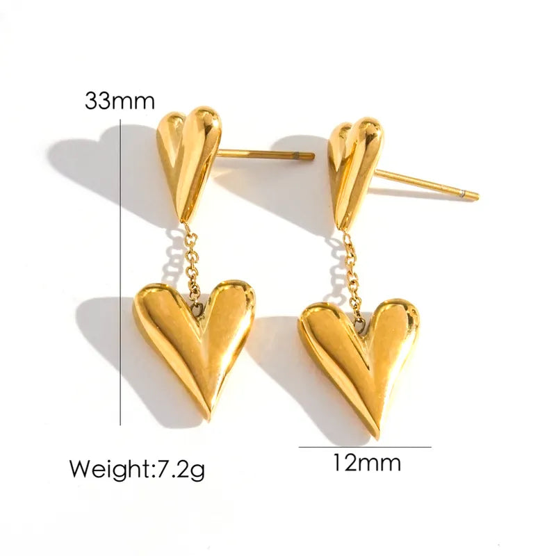 Luxurious Simple Style Heart Shape 304 Stainless Steel 14K Gold Plated Plating Pendant Necklace