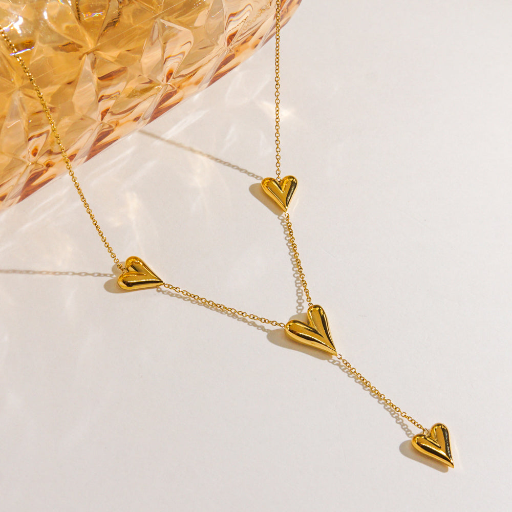 Luxurious Simple Style Heart Shape 304 Stainless Steel 14K Gold Plated Plating Pendant Necklace