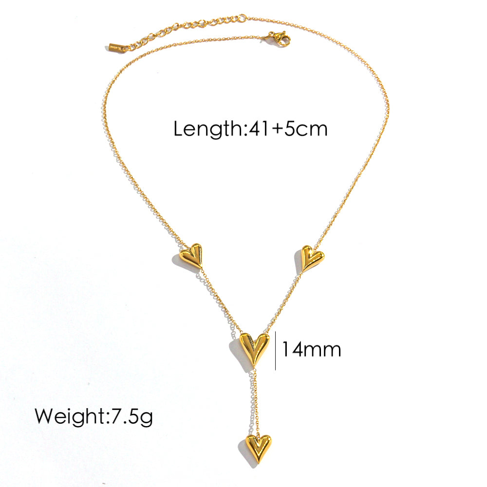 Luxurious Simple Style Heart Shape 304 Stainless Steel 14K Gold Plated Plating Pendant Necklace