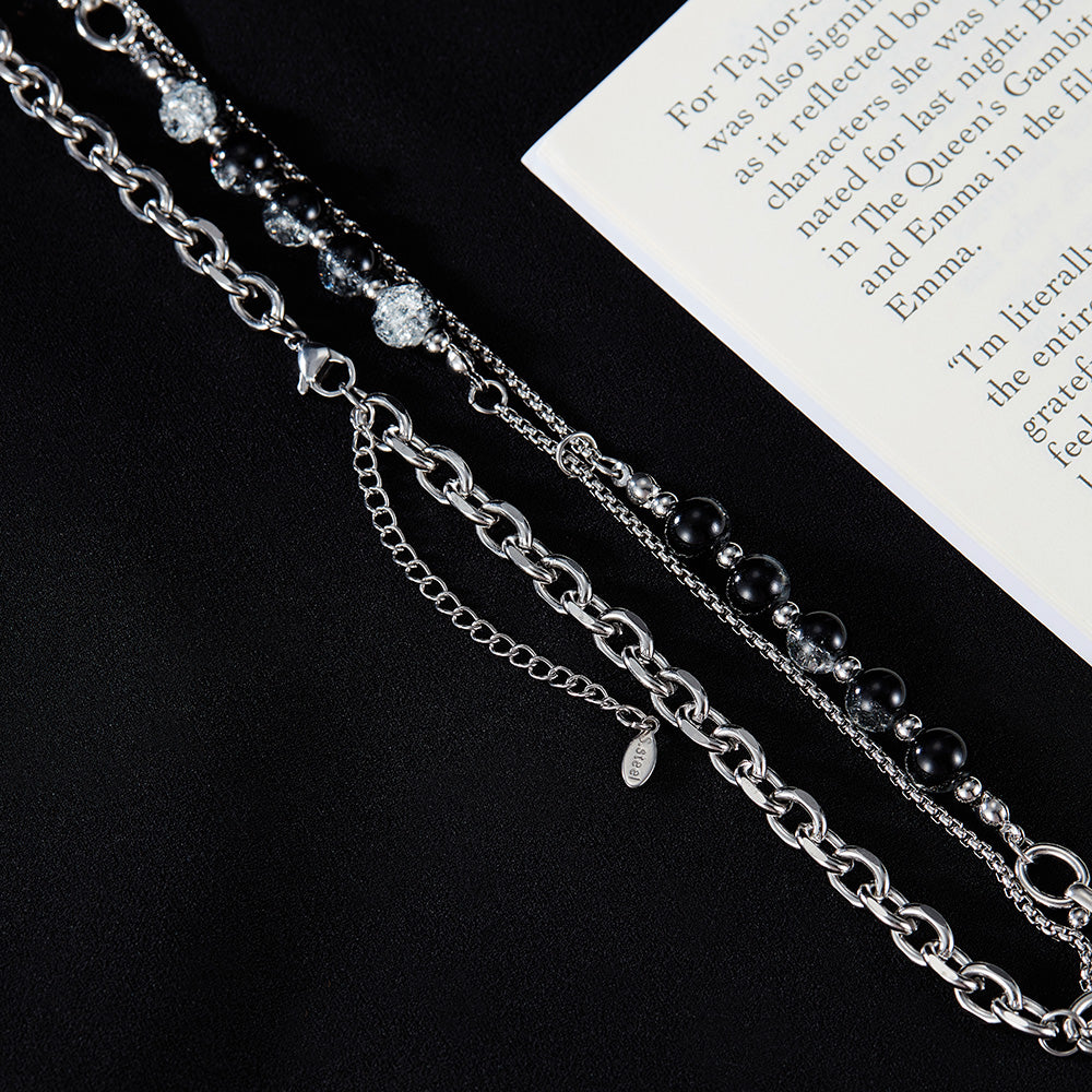 Vintage Style 304 Stainless Steel Layered Men's  Necklace