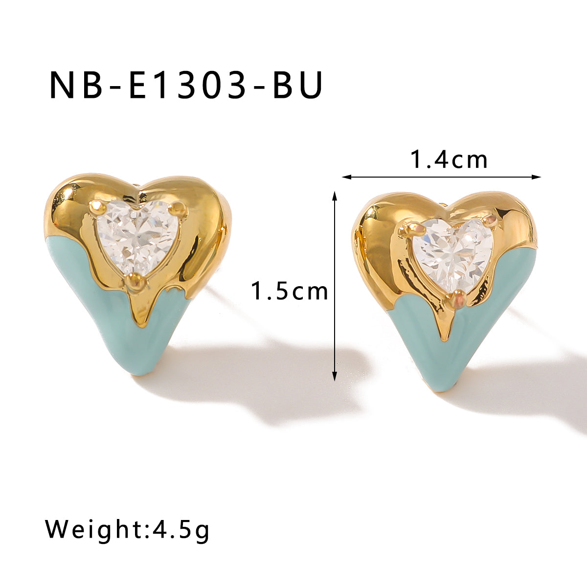 Simple Style Shiny Heart Shape Plating Inlay 304 Stainless Steel Zircon 18K Gold Plated Ear Studs