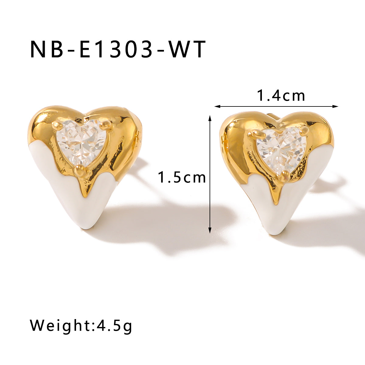 Simple Style Shiny Heart Shape Plating Inlay 304 Stainless Steel Zircon 18K Gold Plated Ear Studs